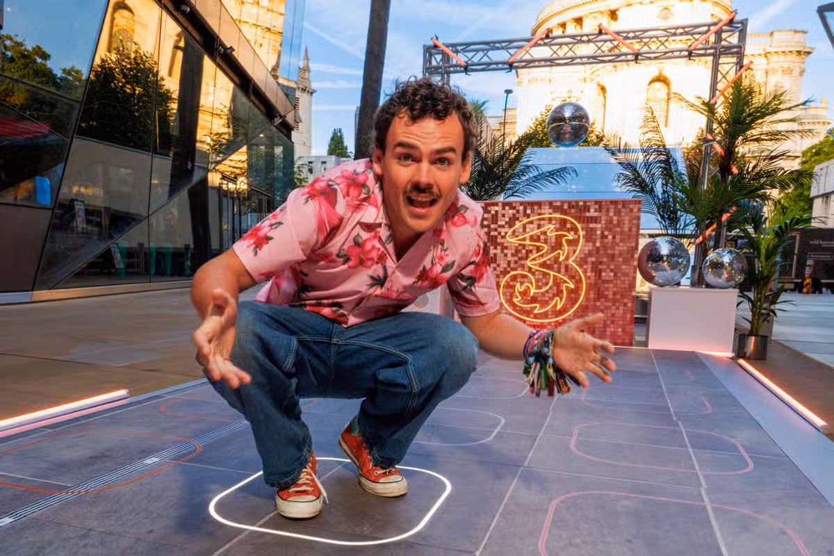 An interactive soundboard installation set into a paving slab