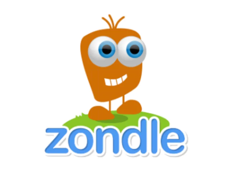 The zondle logo: an orange cartoon monster character standing on grass above the wordmark