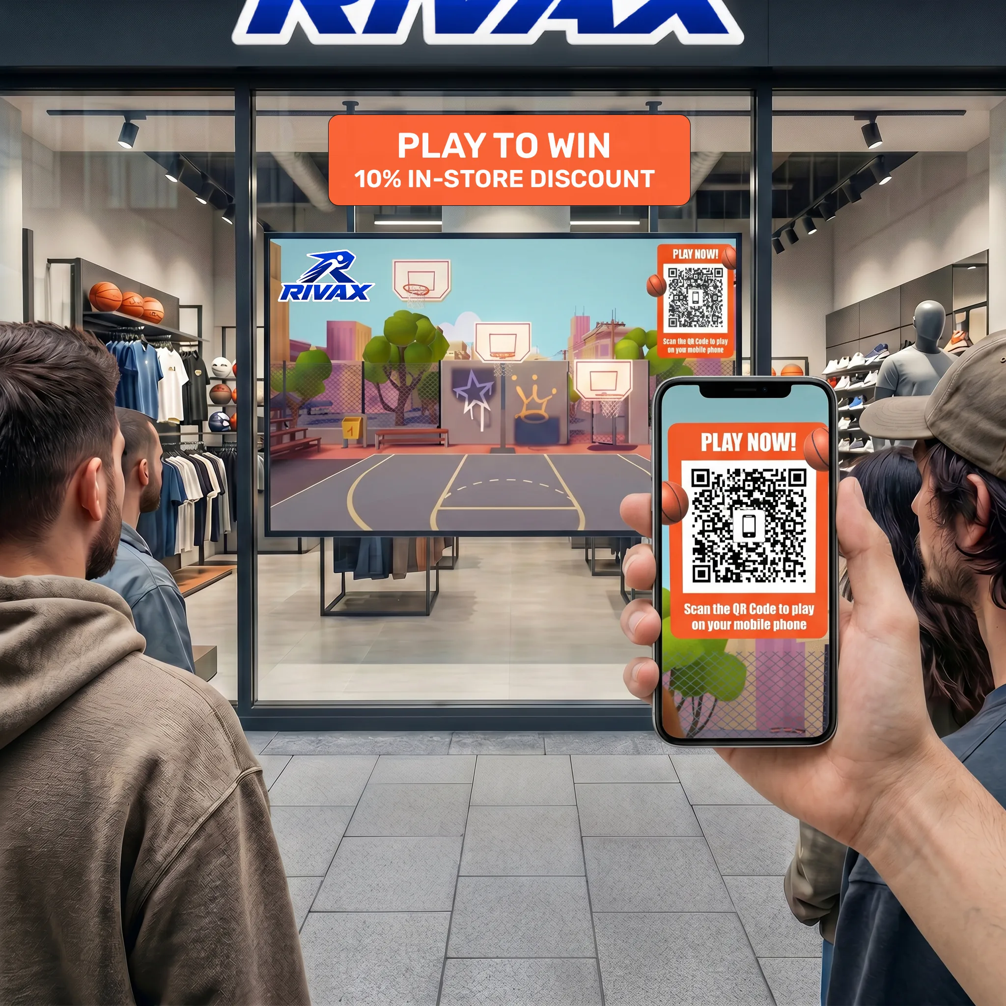 a phone camera pointed at a QR code on a screen