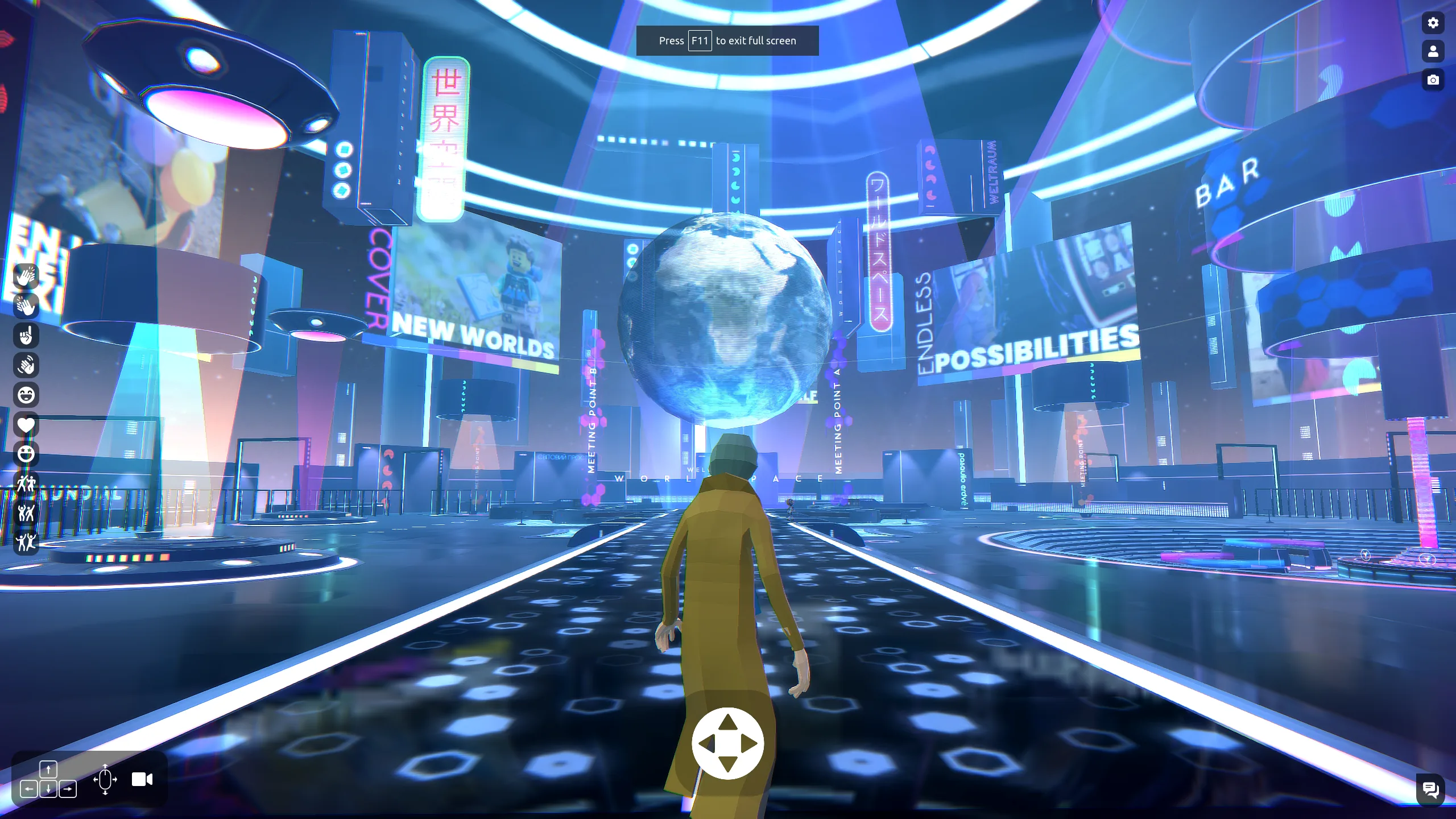 In-game render: a product launch space with a hero object on display