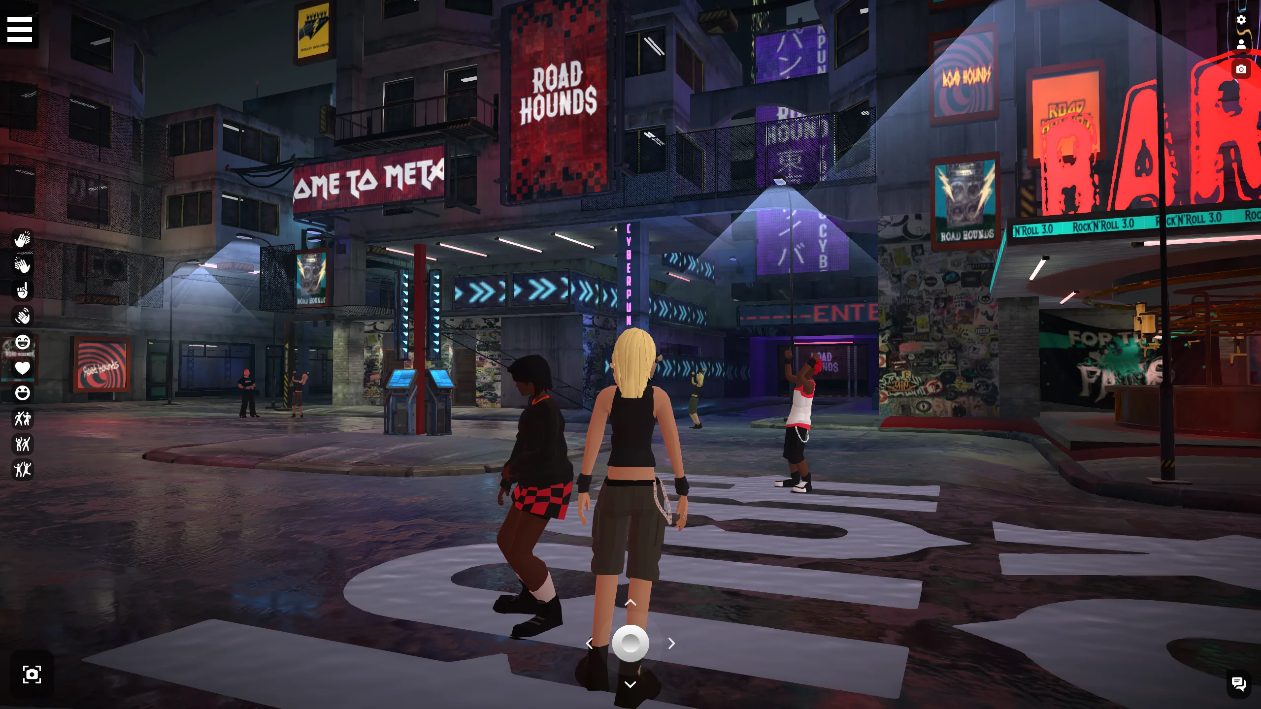 In-game render: a virtual event stage with avatars in the audience